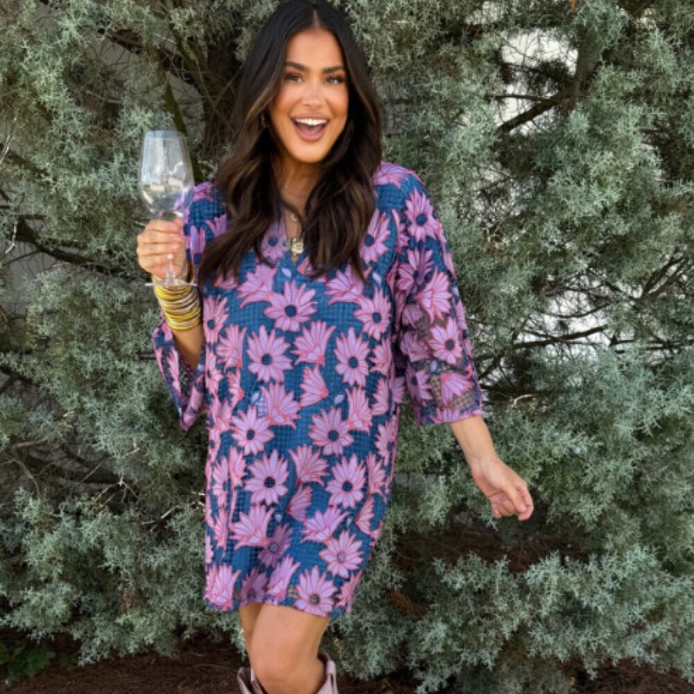 Buddy Love Floral Mini Dress - Blue and Pink